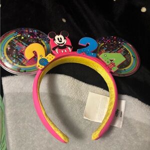 disney 2024 ears pink with sparkle glitter in ears headband